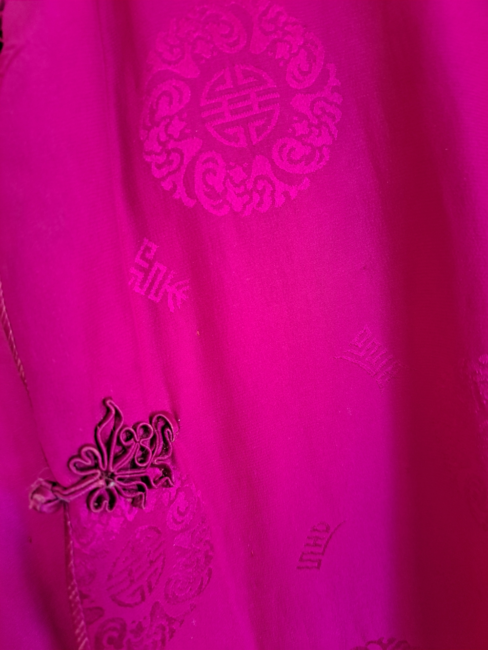 Vintage Fuchsia Mandarin Collar Jacket - Double Horse See Description Silk - Picture 3 of 9